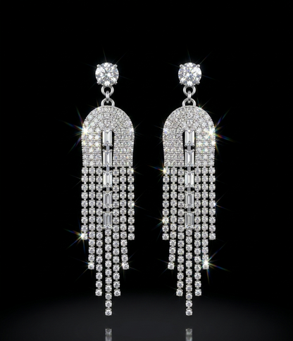 tiered crystal cascade drops earring