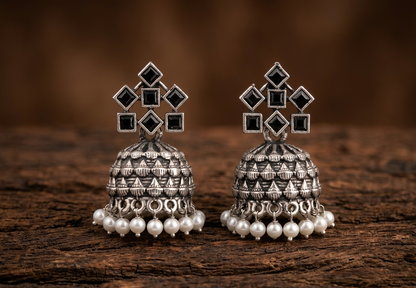 anarkali oxidised jhumkas