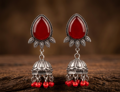 devika emerald jhumkas