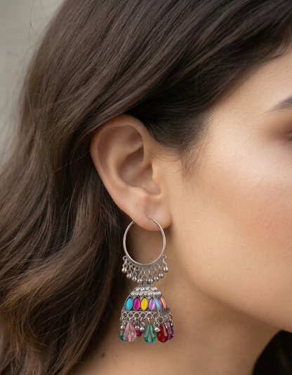 colourful drop jhumka