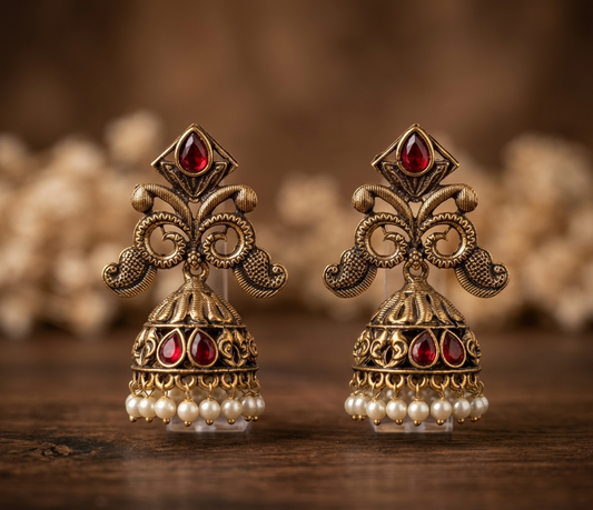 the rajwadi ruby jhumkas