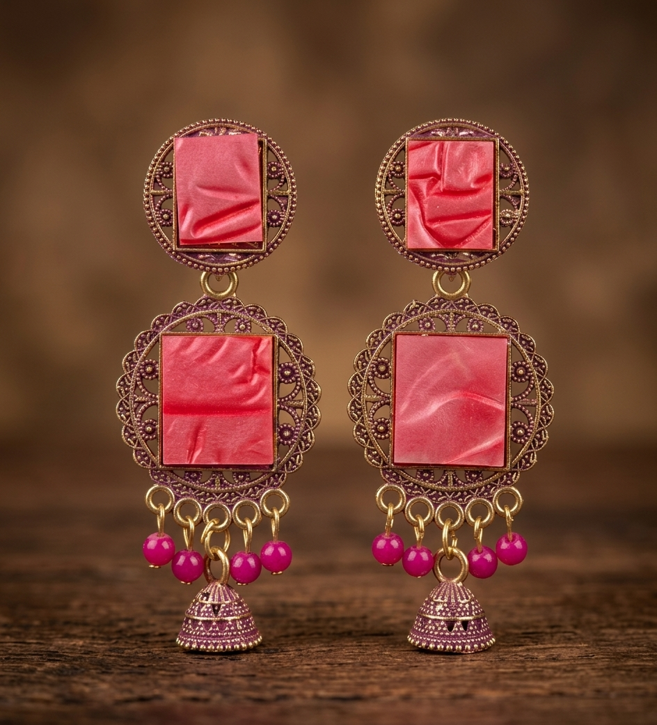 blushing jhumkas