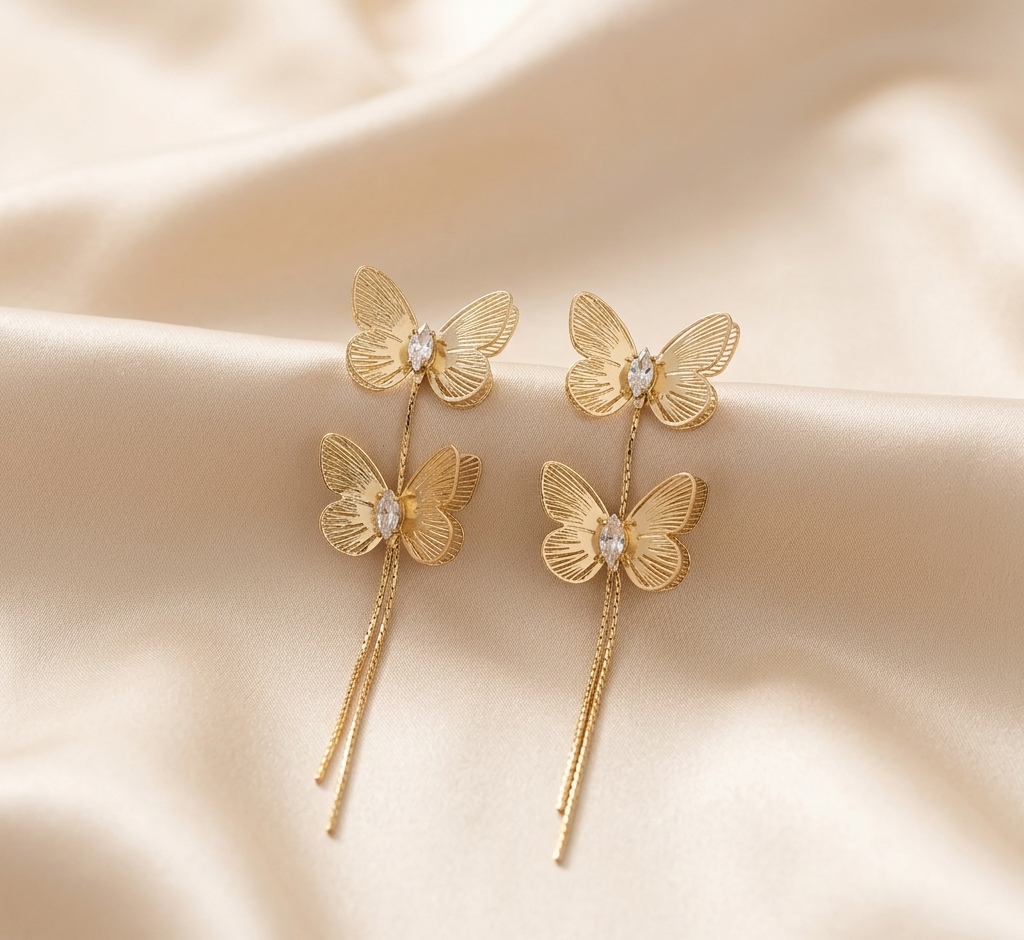 double butterfly earings