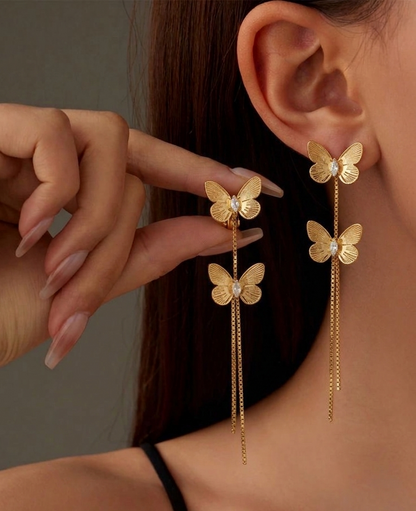 double butterfly earings