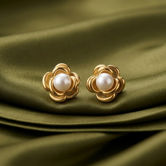Camellia Pearl Studs