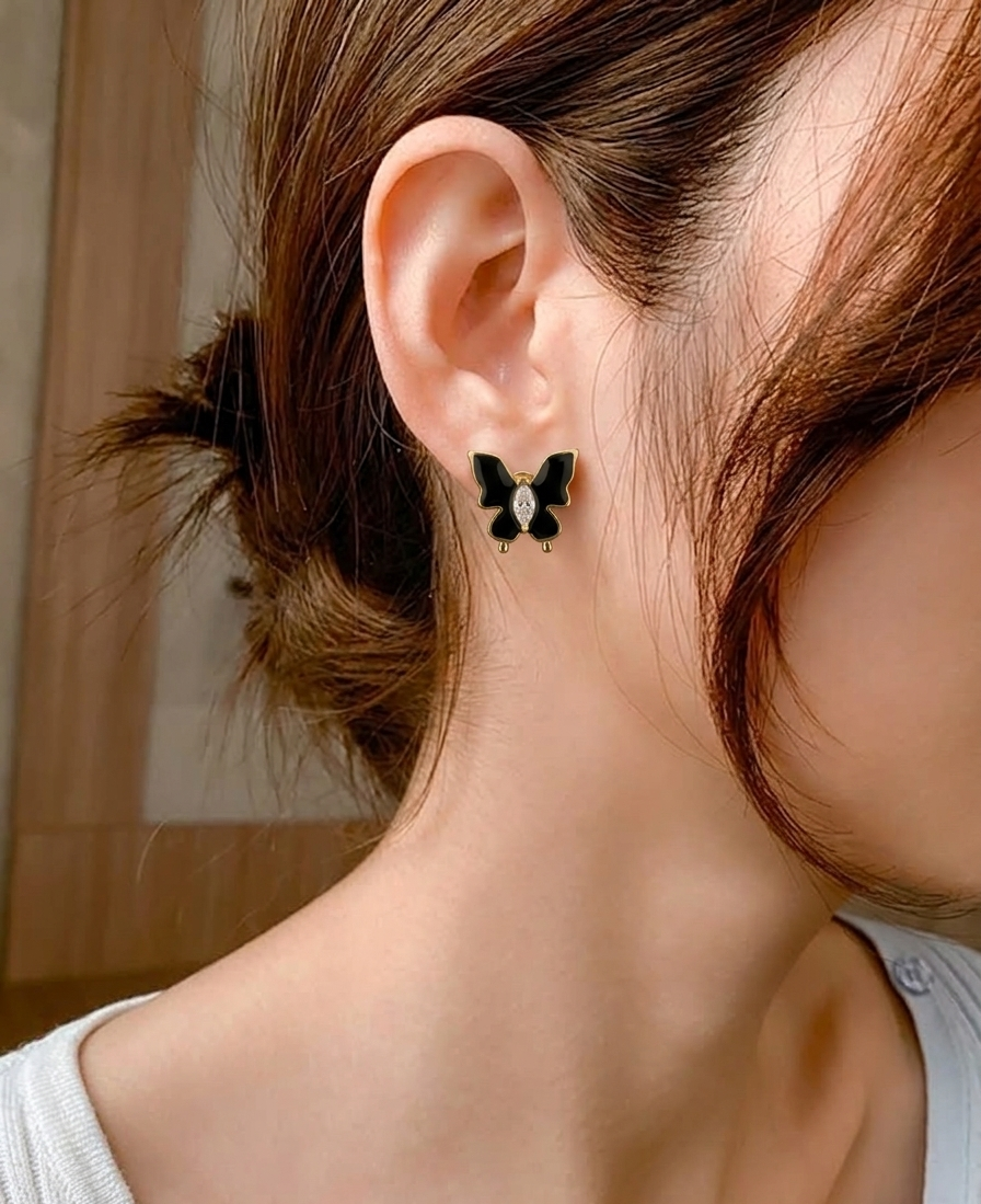 Noir Butterfly Studs