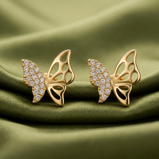 golden butterfly studs