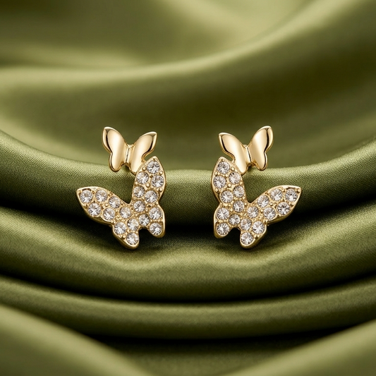 double butterfly studs earings