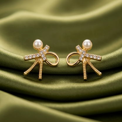 pearl bow studs