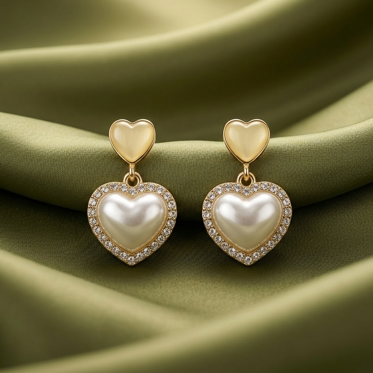 heart dangle studs