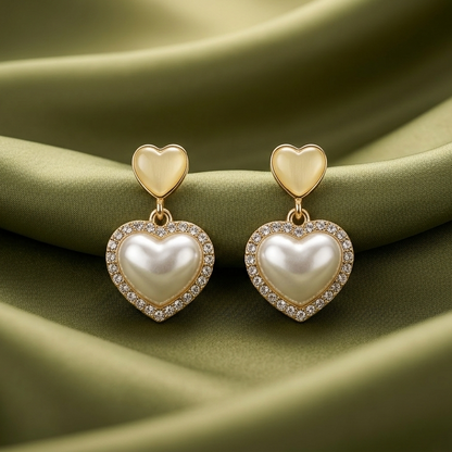 heart dangle studs