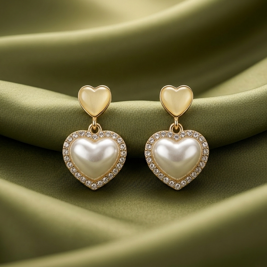 heart dangle studs