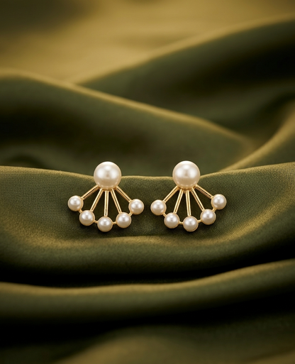 pearl fan arc earings