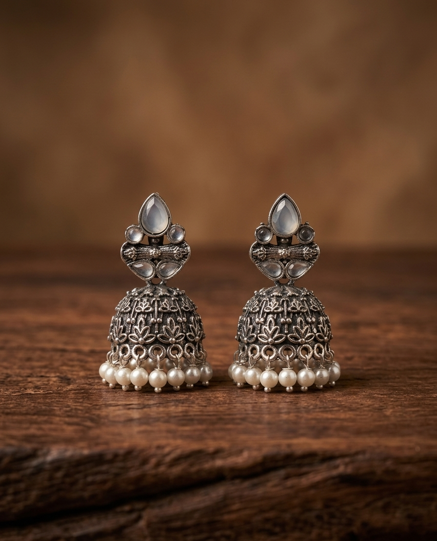 the midnight blossom jhumkas