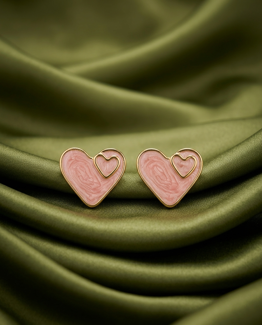 blush heart earings