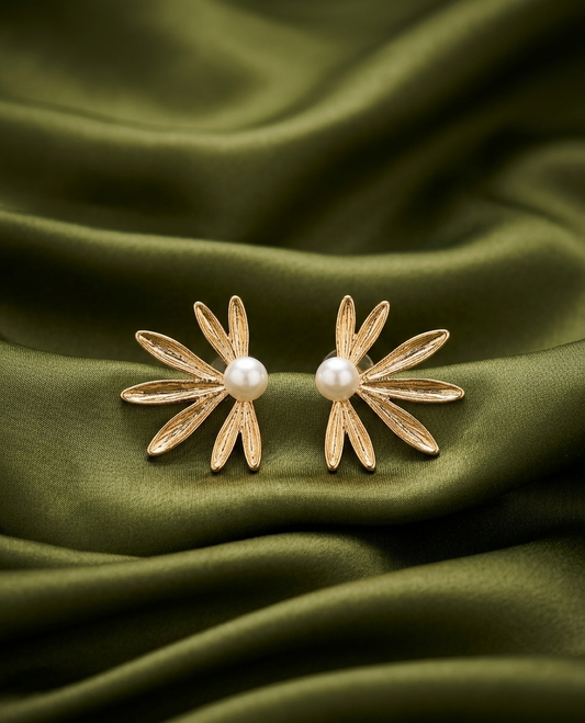 half flower with pearl