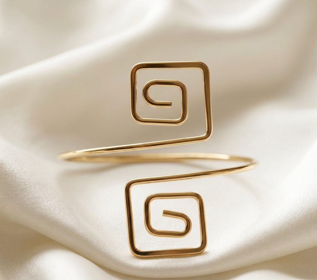 golden square spiral cuff