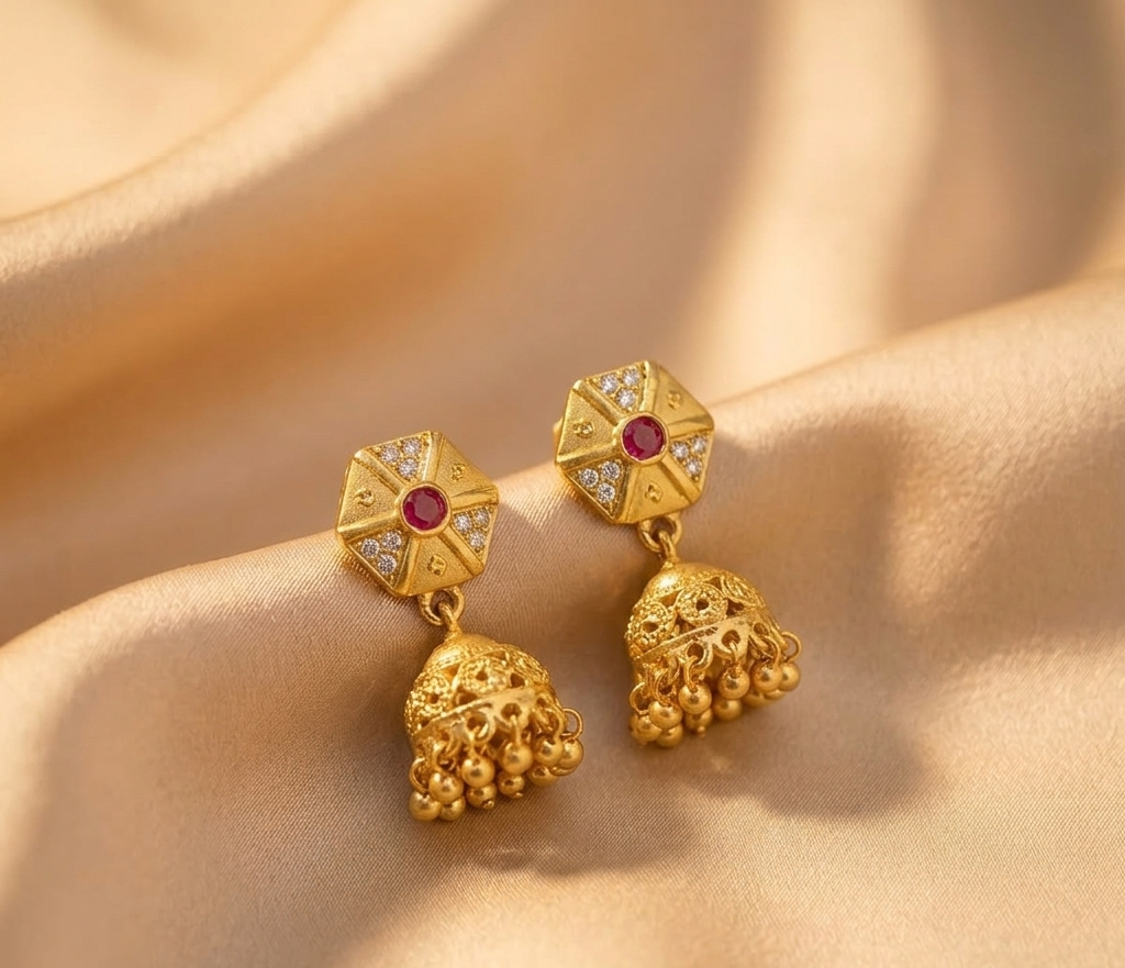 hexagonal jhumkis
