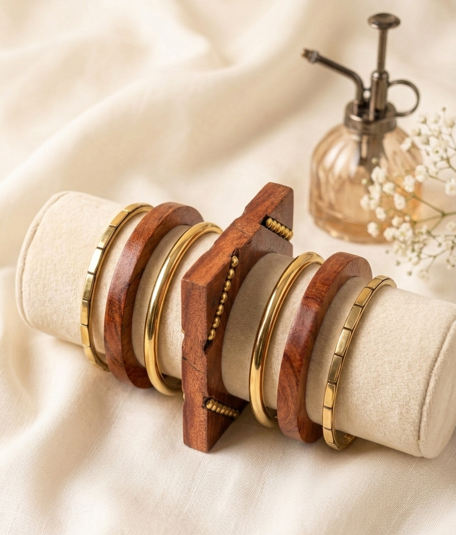 square stack wooden bangle