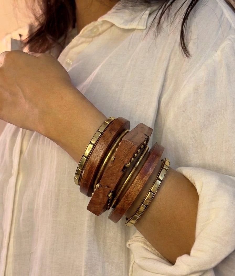 square stack wooden bangle
