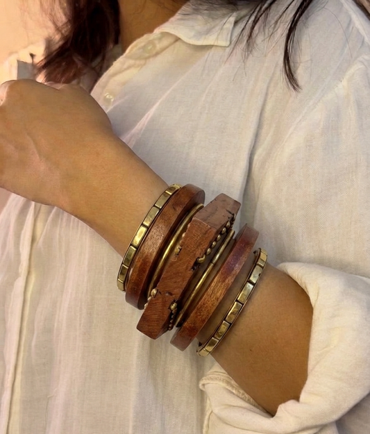 square stack wooden bangle