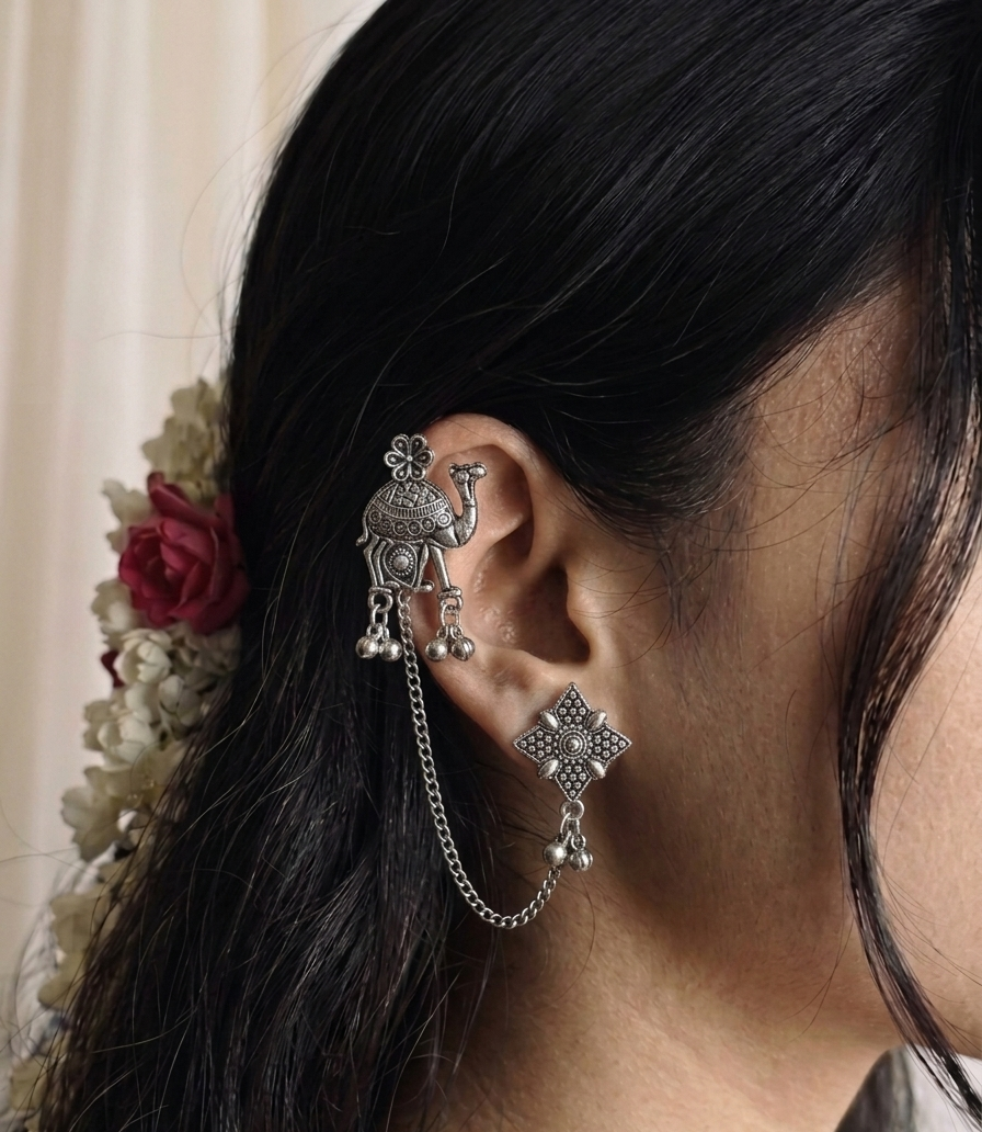 camel earcuff with chain