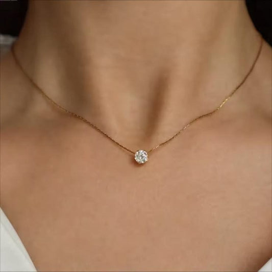 diamond circle zircon necklace