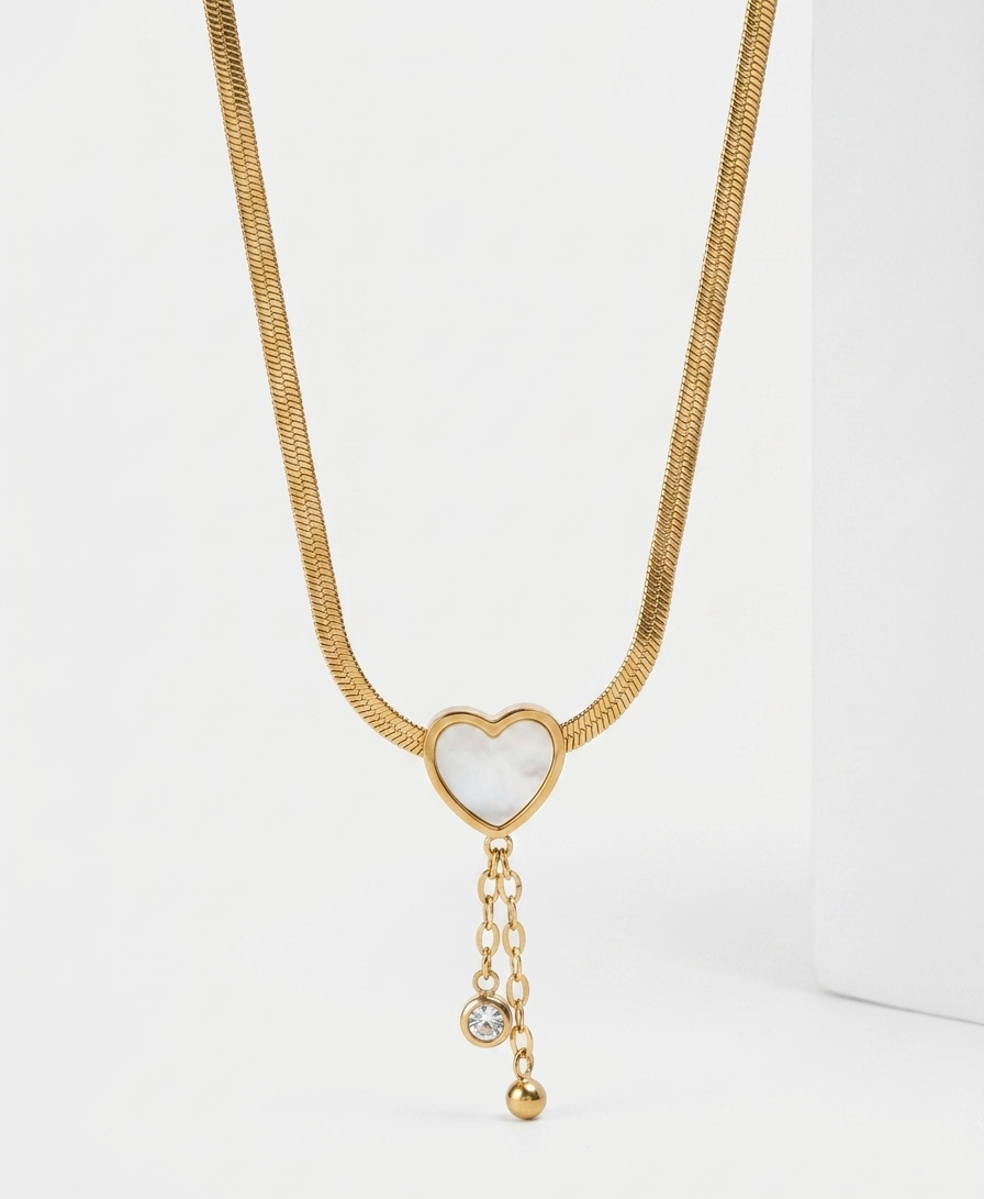 golden snake chain heart charm