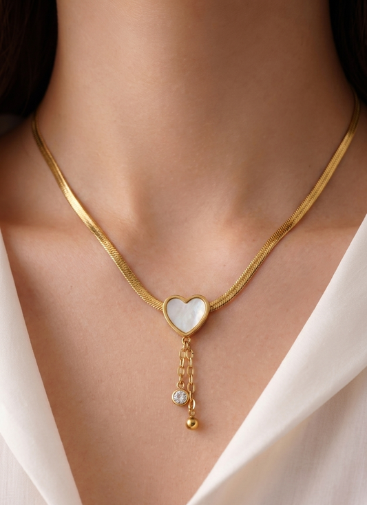 golden snake chain heart charm