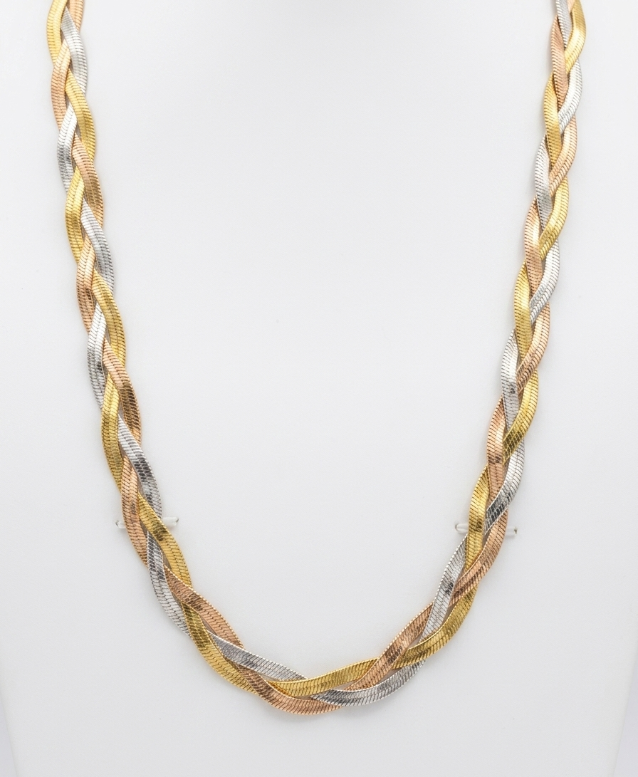 tricolour braided snakechain necklace