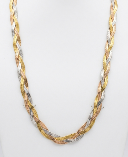 tricolour braided snakechain necklace