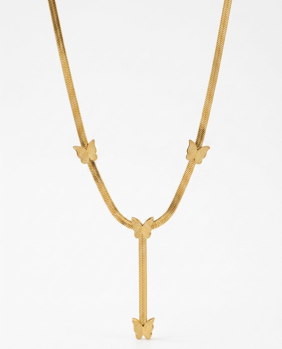 golden butterfly drip necklace