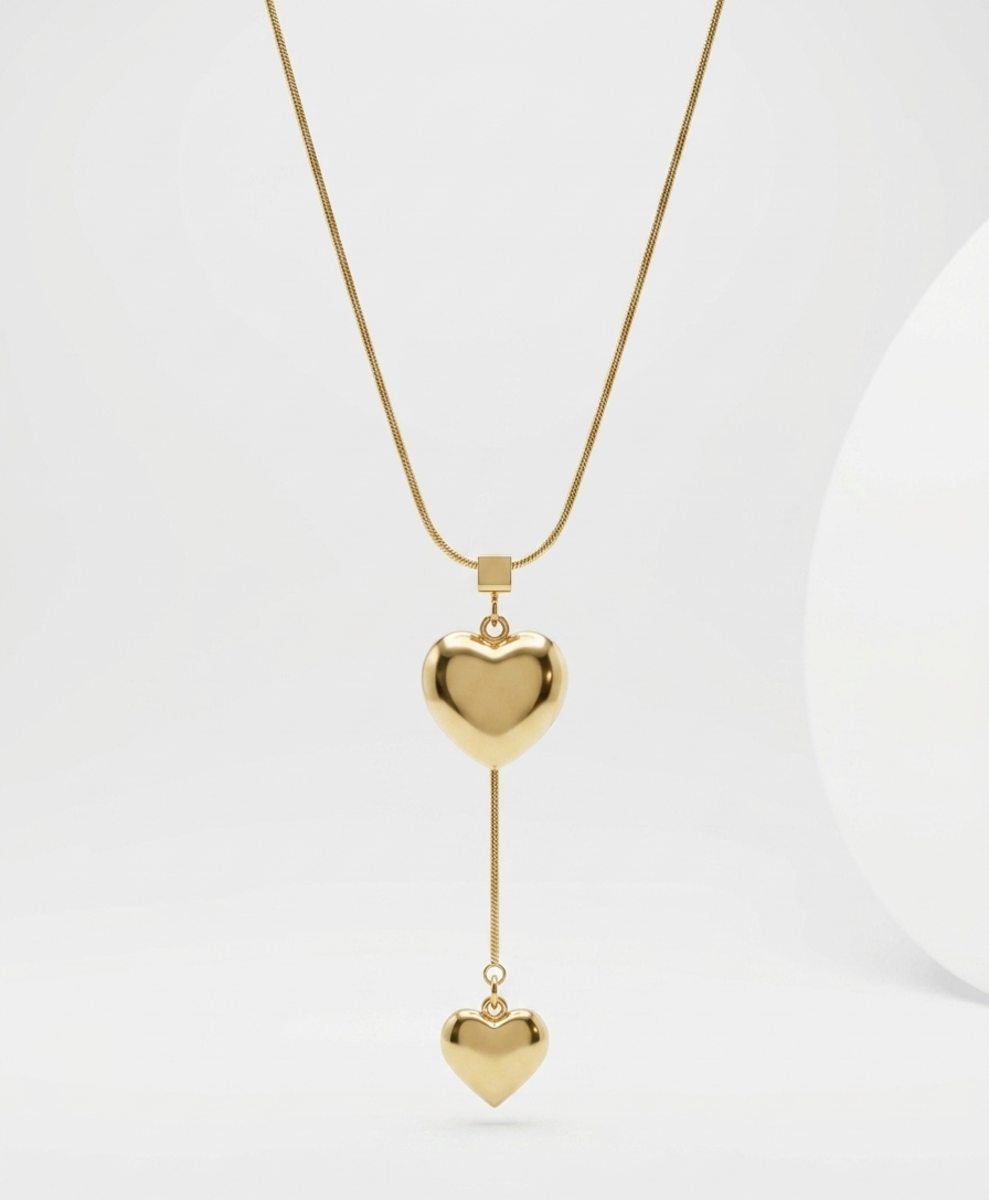 puffy heart lariat necklace
