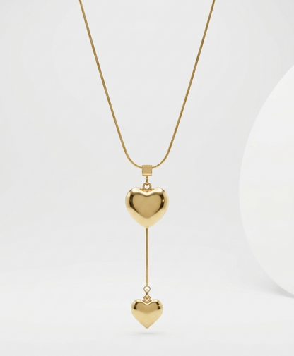 puffy heart lariat necklace