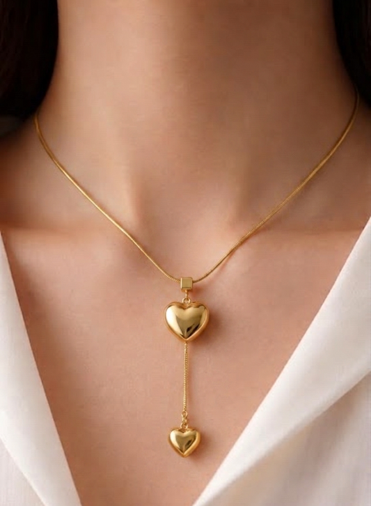 puffy heart lariat necklace