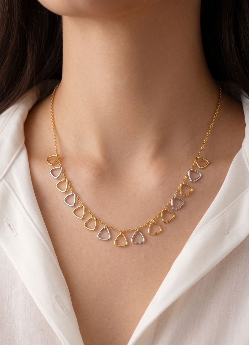 radiant dangle triangle necklace