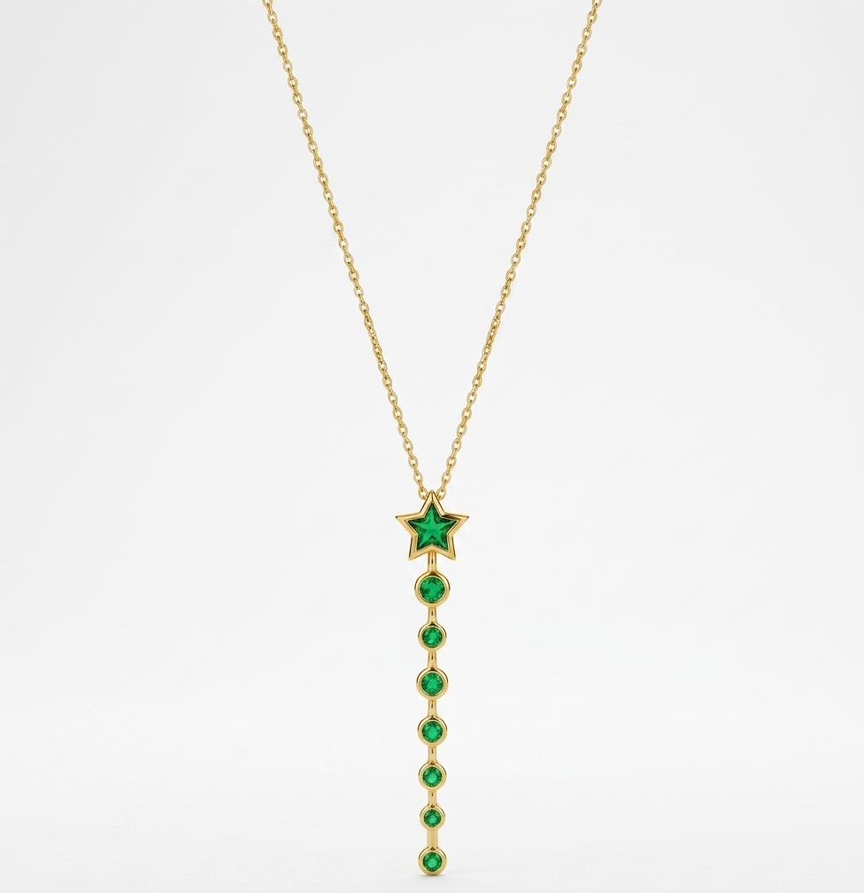 the emerald star drop necklace