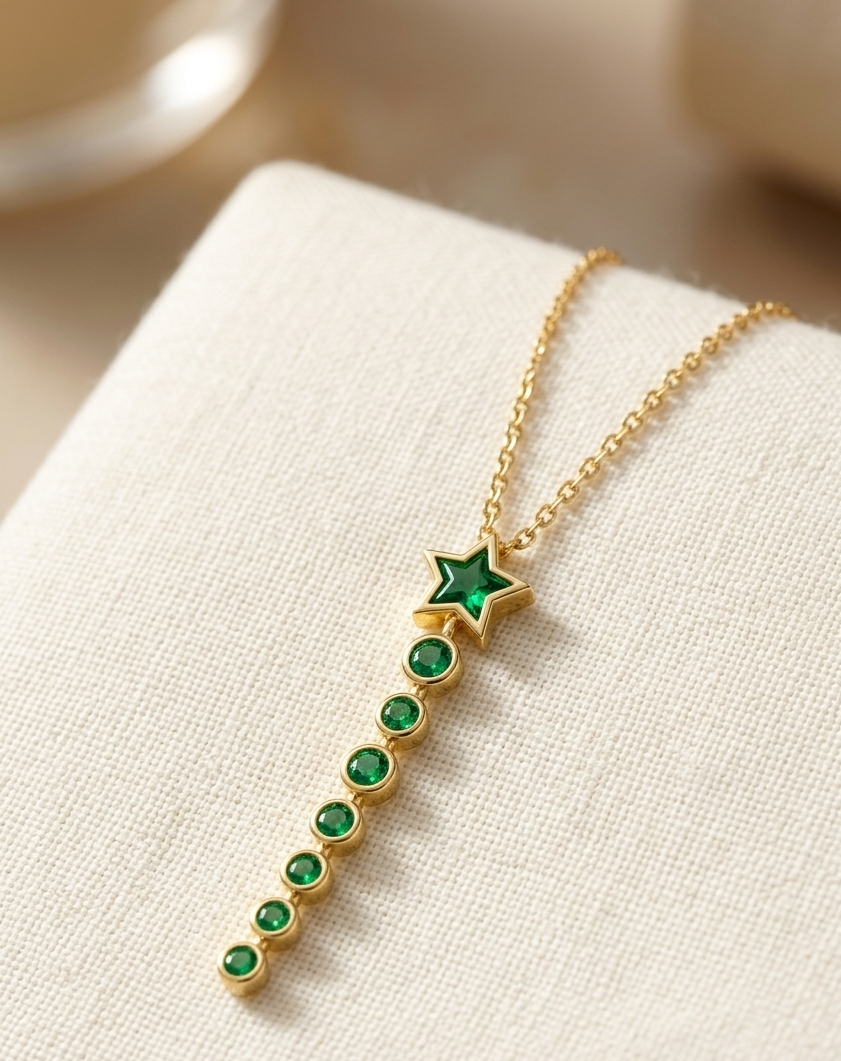 the emerald star drop necklace