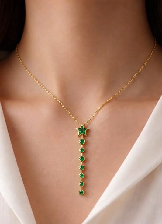 the emerald star drop necklace