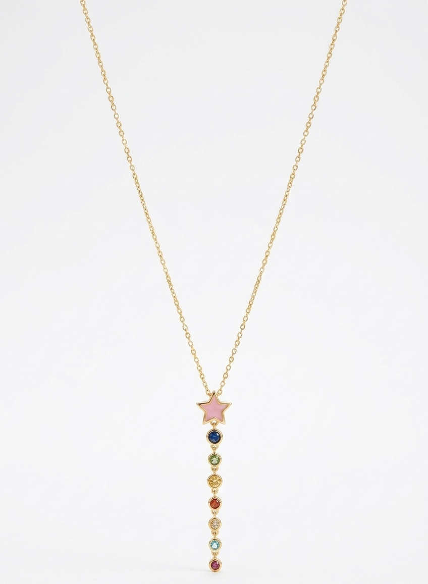rainbow star drop necklace