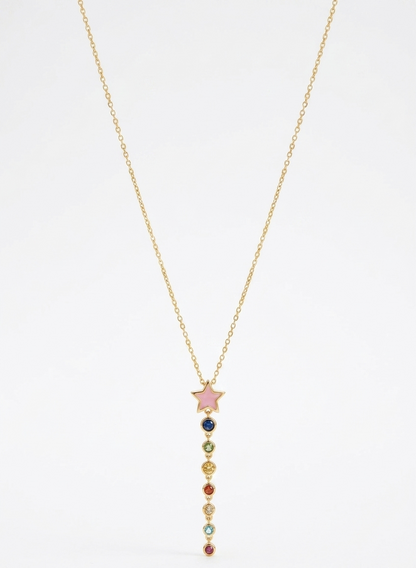 rainbow star drop necklace