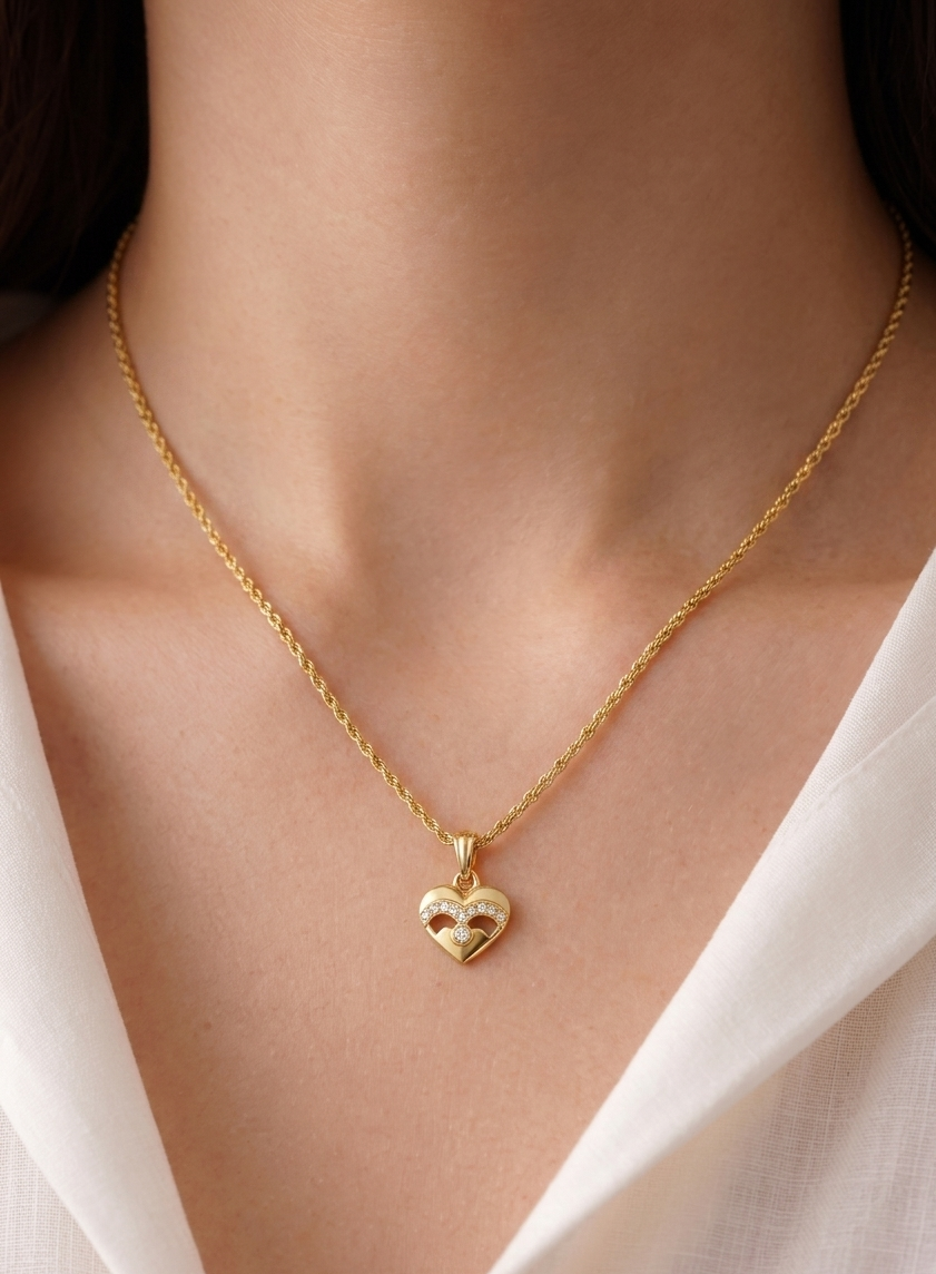 one gram gold heart chain necklace
