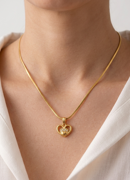 dual heart stone necklace