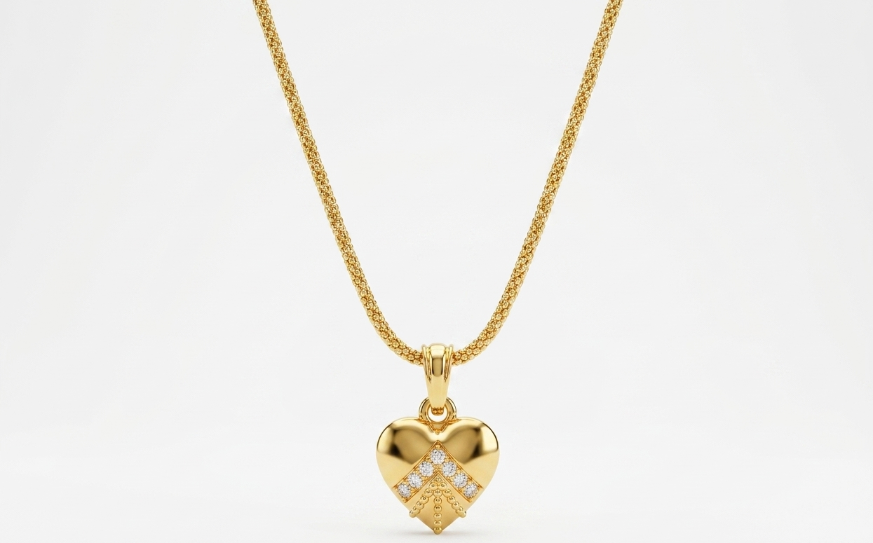 the diamond chevron heart pendant necklace