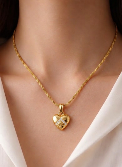 the diamond chevron heart pendant necklace
