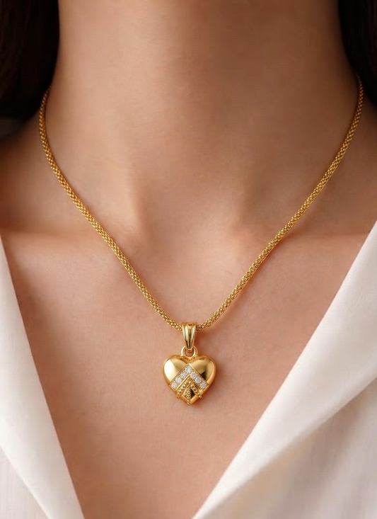 the diamond chevron heart pendant necklace