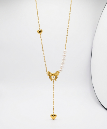 sweetheart bow drop necklace