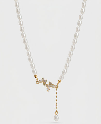 The Pearl & Butterfly Drop Necklace