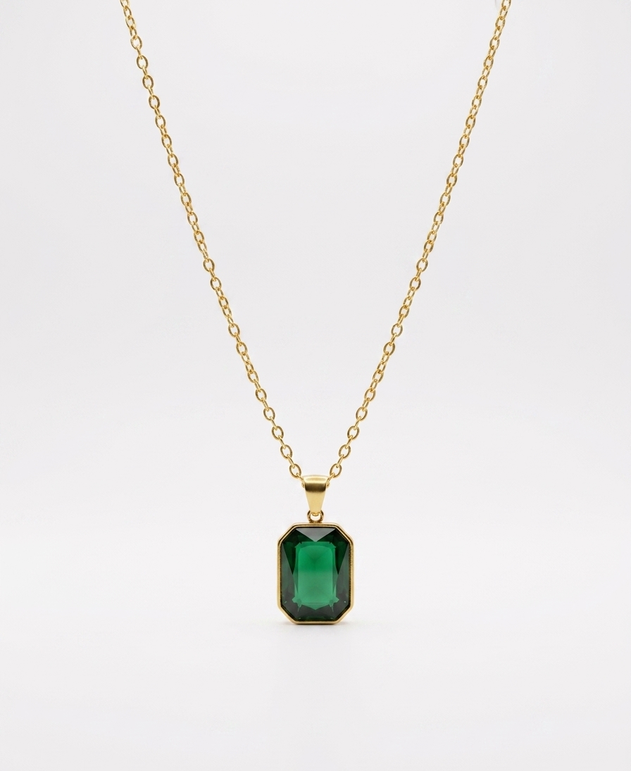 Emerald Green Solitaire Necklace