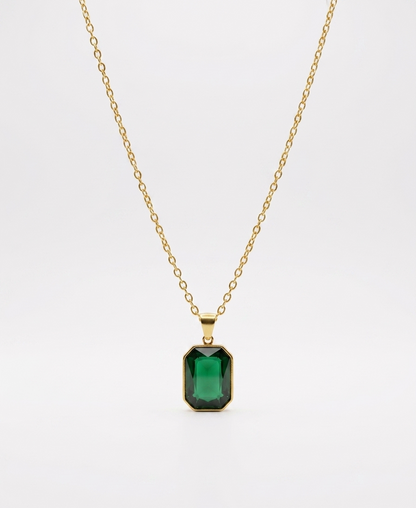 Emerald Green Solitaire Necklace